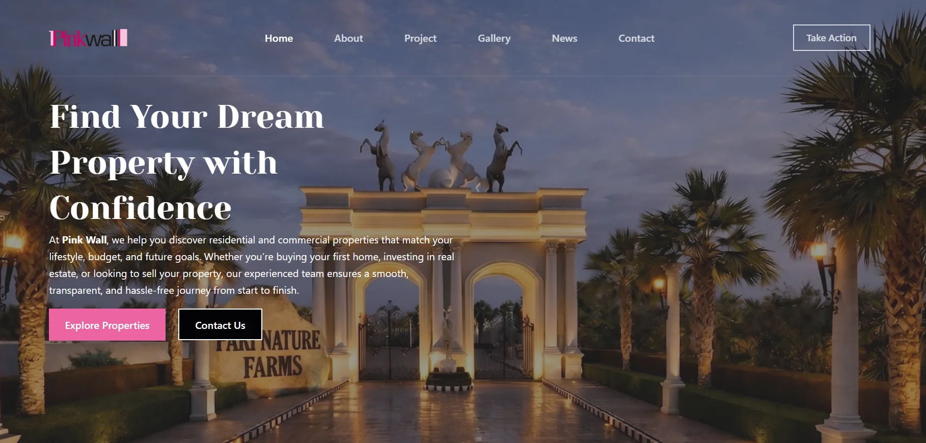 Pink Wall Real Estate WordPress website