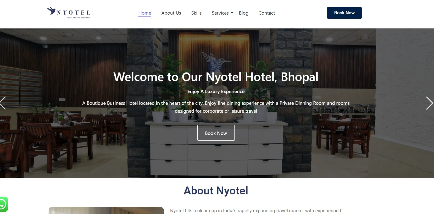 Nyotel Hotel WordPress website